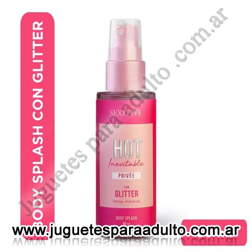 Aceites y lubricantes, Perfumes, Body Spash Privee con glitter 60ml